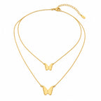 Double Butterfly Layered Necklace