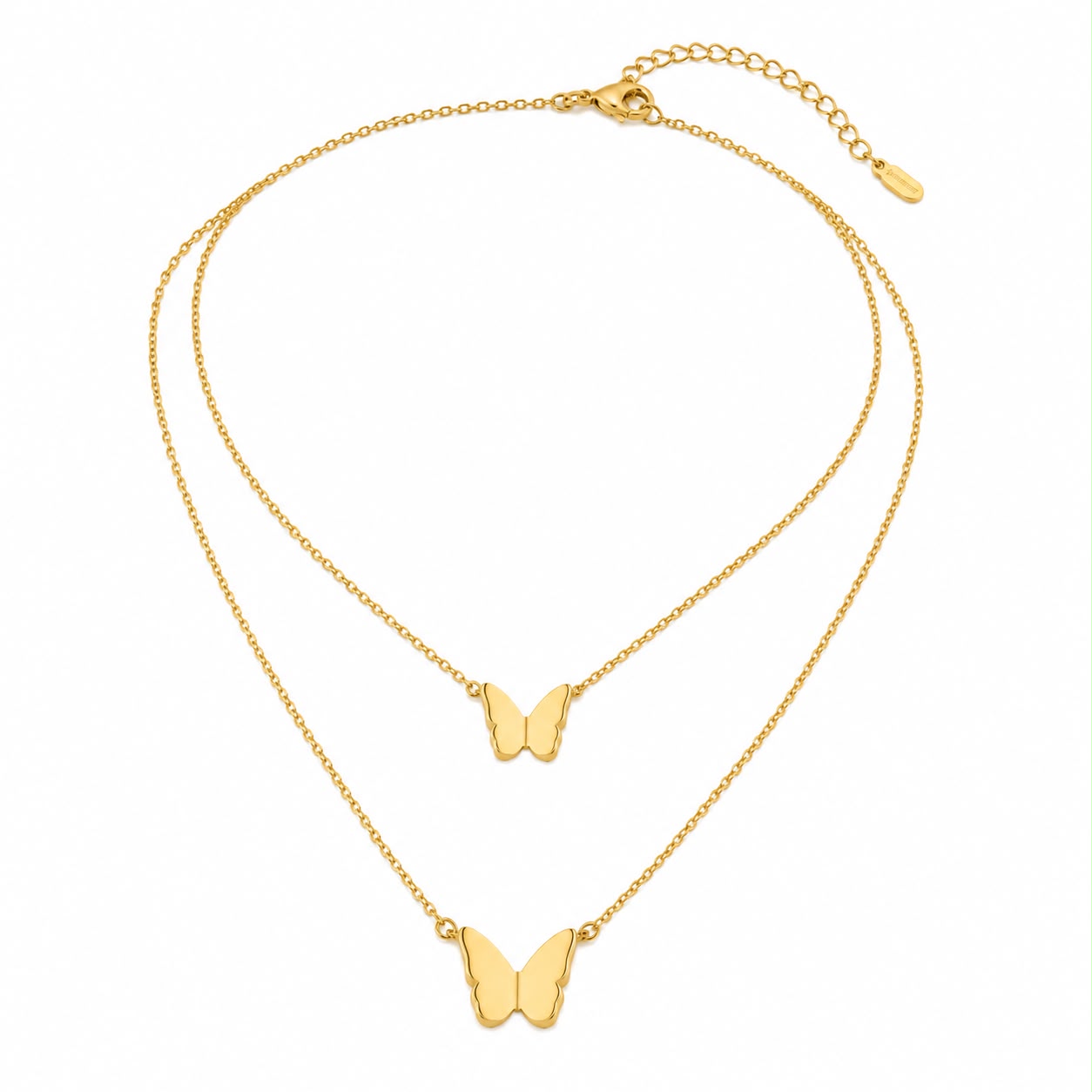 Double Butterfly Layered Necklace