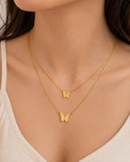 Double Butterfly Layered Necklace