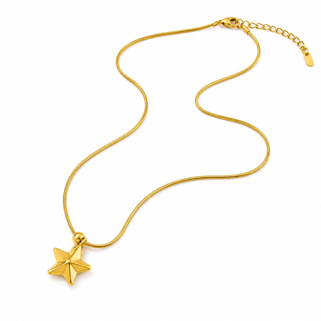 Star Pendant Necklace with Beaded Chain