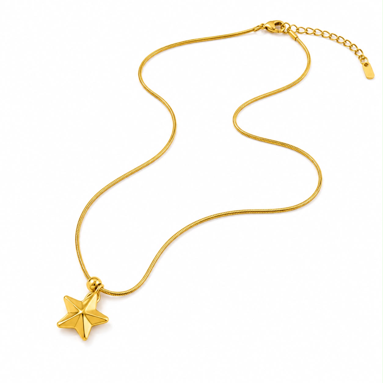 Star Pendant Necklace with Beaded Chain