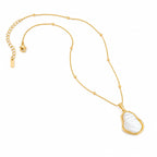 White Pearl Pendant Necklace with Beaded Chain
