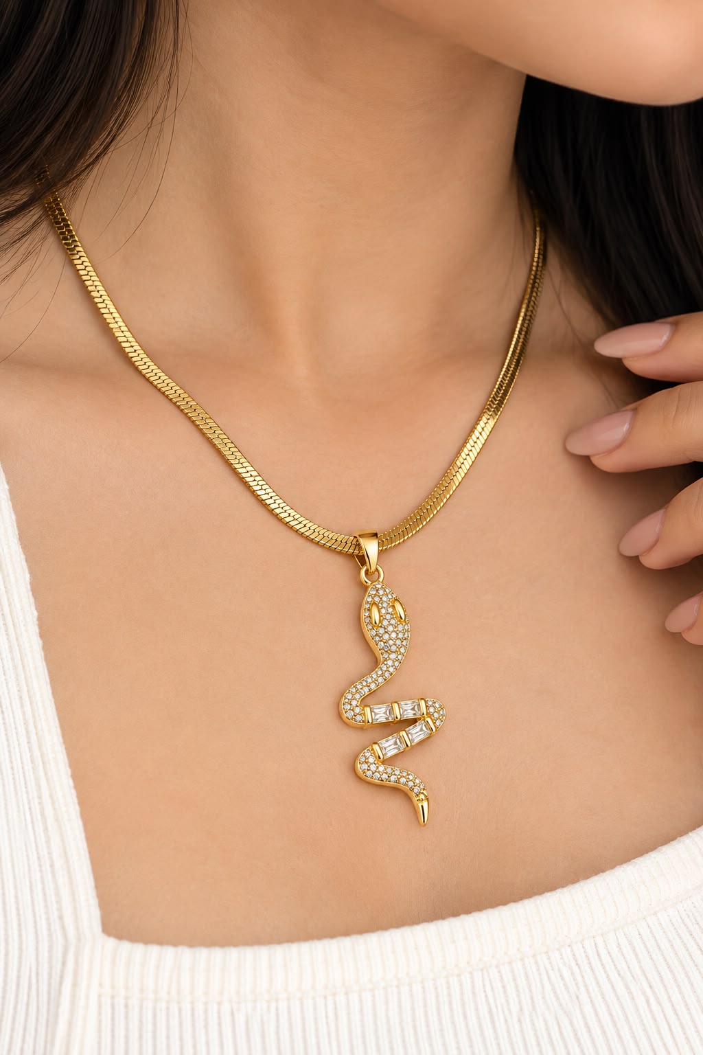Snake Pendant Necklace – Anti Tarnish Gold Plated Necklace for Women